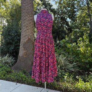 Chelsea28 halter neck tiered midi dress with back tie closure - size 8